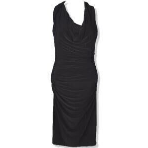 Lauren Ralph Lauren Draped Ruched Bodycon Dress Black Stretchy Mini Womens 2